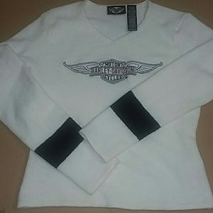 Harley Davidson fluffy/fuzzy white sweater